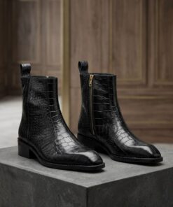 Real leather Men Textured Square Toe